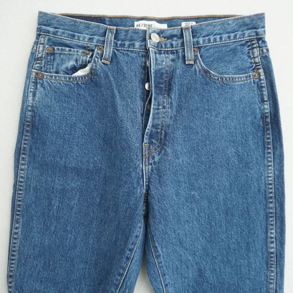 RE/DONE Originals High Rise Ankle Crop Jeans Straight Leg Size 29 Made in USA - Picture 2 of 10